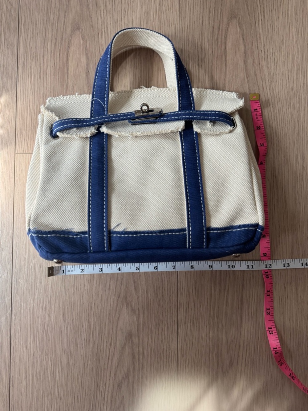 Mini “Boatkin” Canvas Tote with Navy Trim - Picture 4 of 12